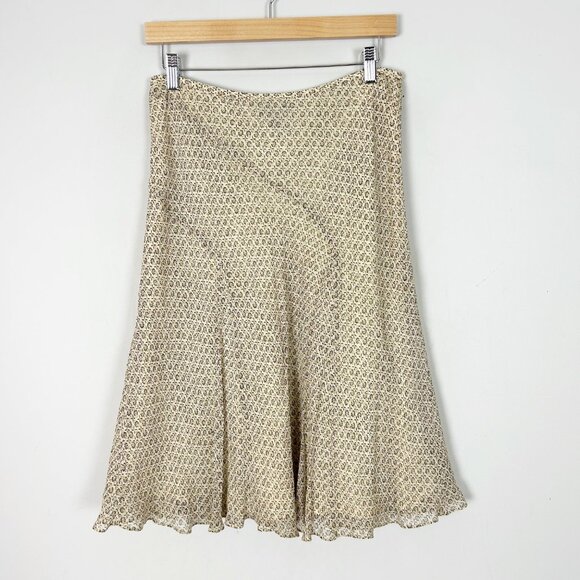 Y2K Alfani Silk Lettuce Hem Skirt Fall Ditsy Floral A-line Size 8 Women's - Picture 1 of 4